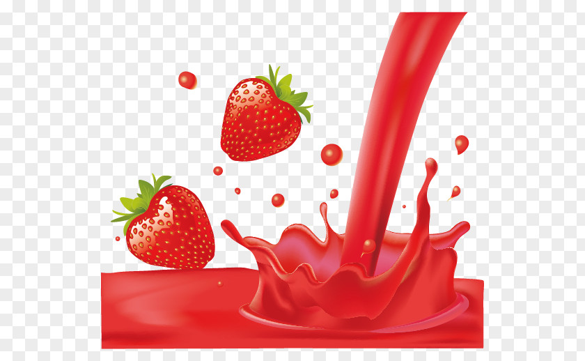 Painted Strawberry Vector Orange Juice PNG