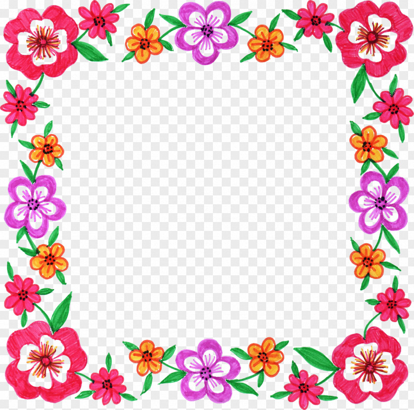 Square Frame Flower Floral Design Clip Art PNG