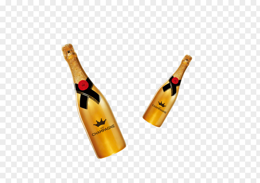 Gold Champagne Red Wine Alcoholic Drink Bottle PNG