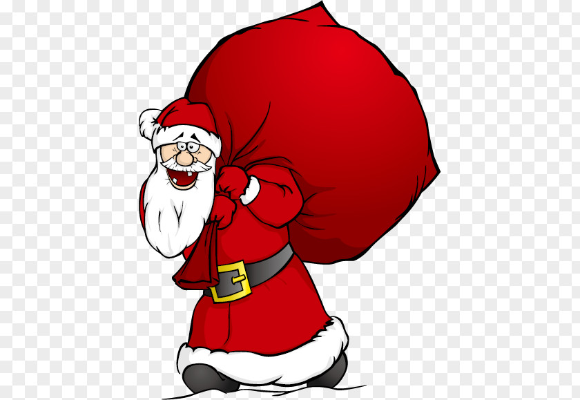 Santa Claus Carrying A Parcel Cartoon Gift PNG