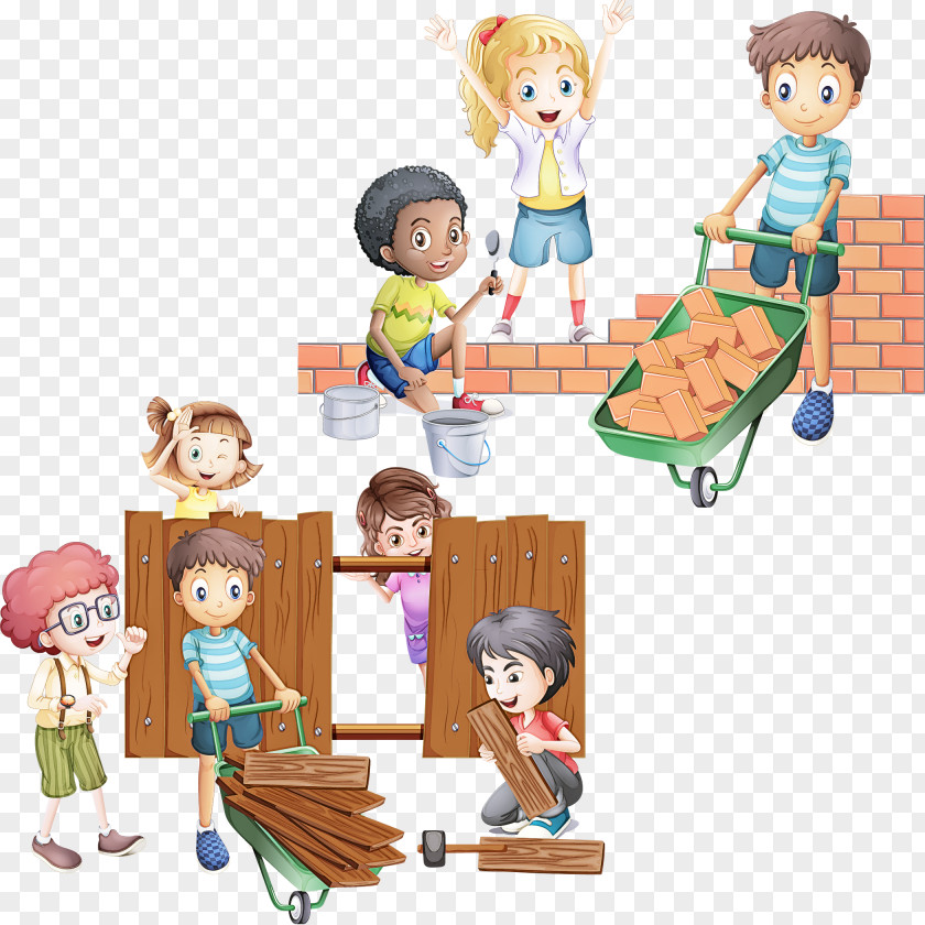 Cartoon Toy Playset Sharing Play PNG