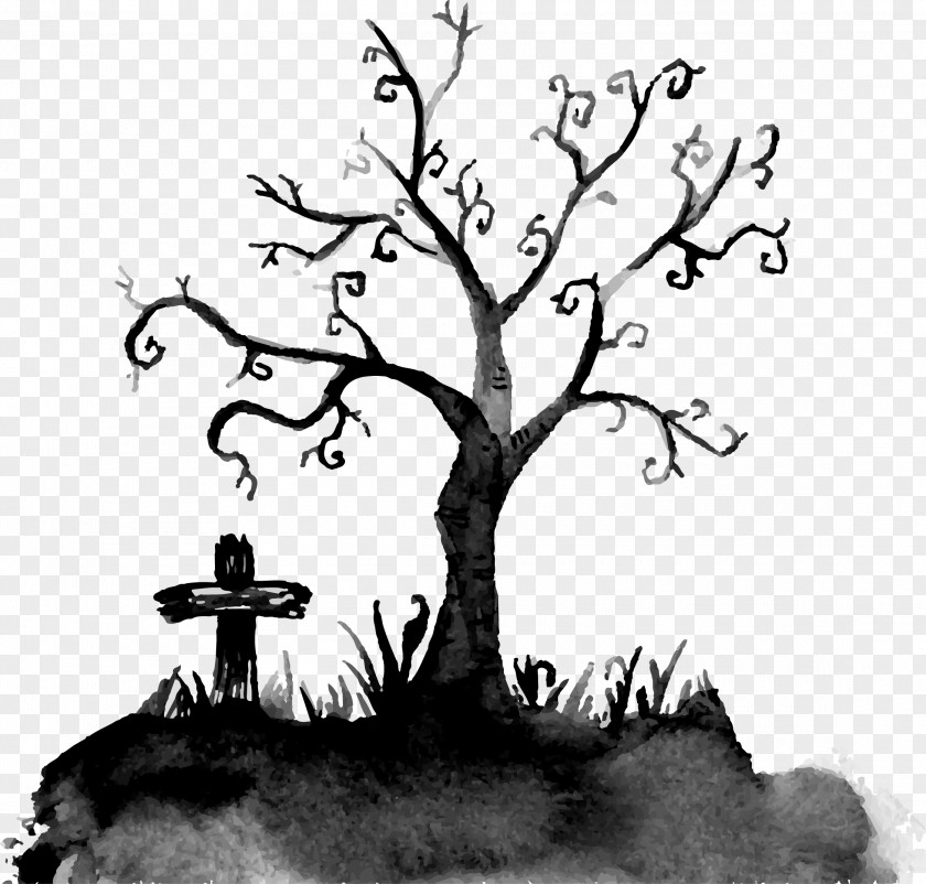 Halloween Cemetery Drawing PNG