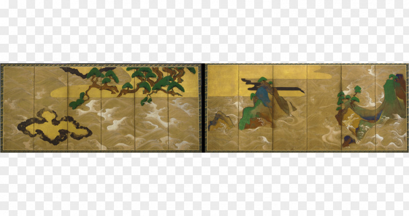 Hanging Scroll Japanese Painting Rinpa School 風神雷神図 Art PNG