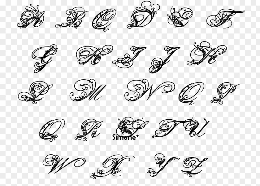 Tattoo Letter .de Alphabet Font PNG