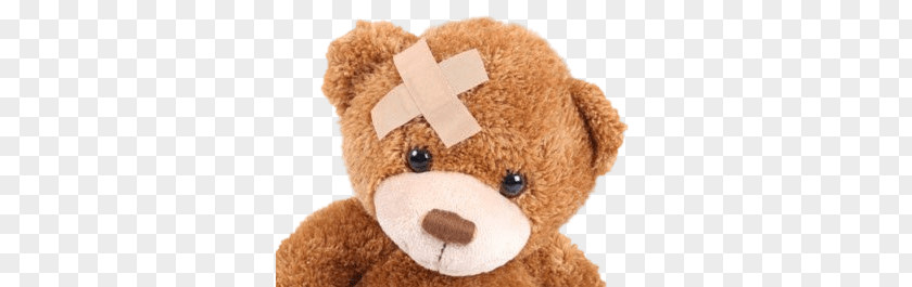 Teddy Bear With Band Aid On Head PNG on Head, brown and beige bear plush toy with two band aid head clipart PNG