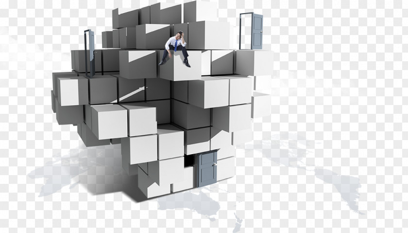 Professional Men Sitting On The Cube Company Graphic Design PNG