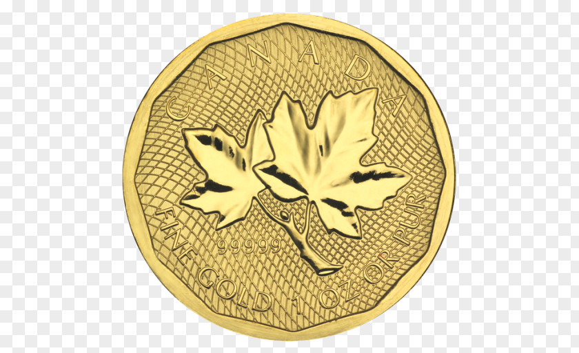 Gold Canadian Maple Leaf Coin Royal Mint PNG