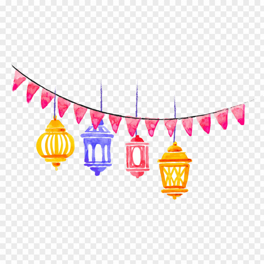 Hand Painted Watercolor Islamic Lighting Vector Illustration Building Islam PNG