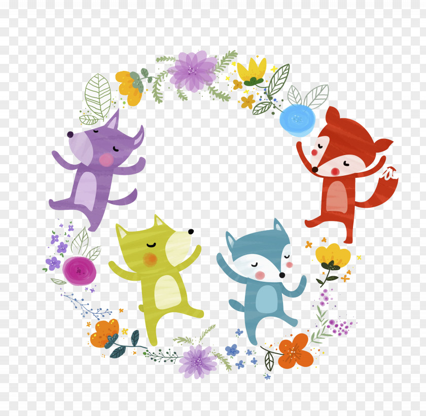 Cartoon Fox Illustration PNG