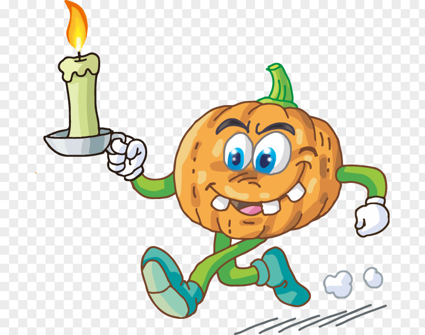 Painted Pumpkin Head Run Candle Pattern Halloween Clip Art PNG