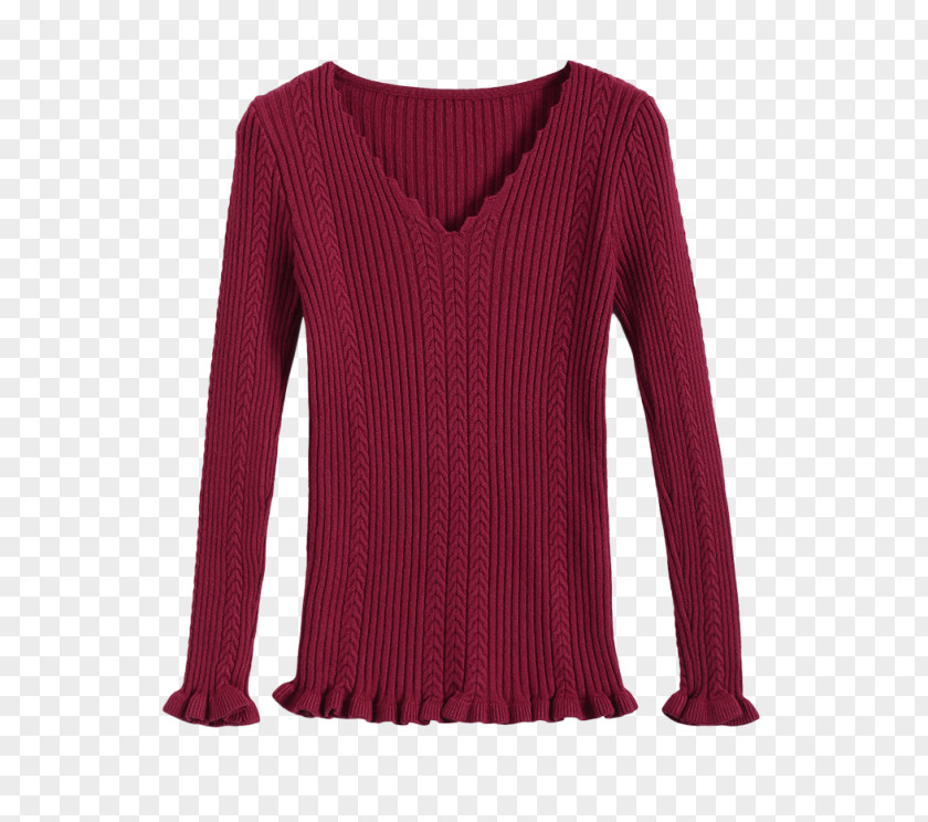 Wine Red Cover Long-sleeved T-shirt Sweater Blouse PNG