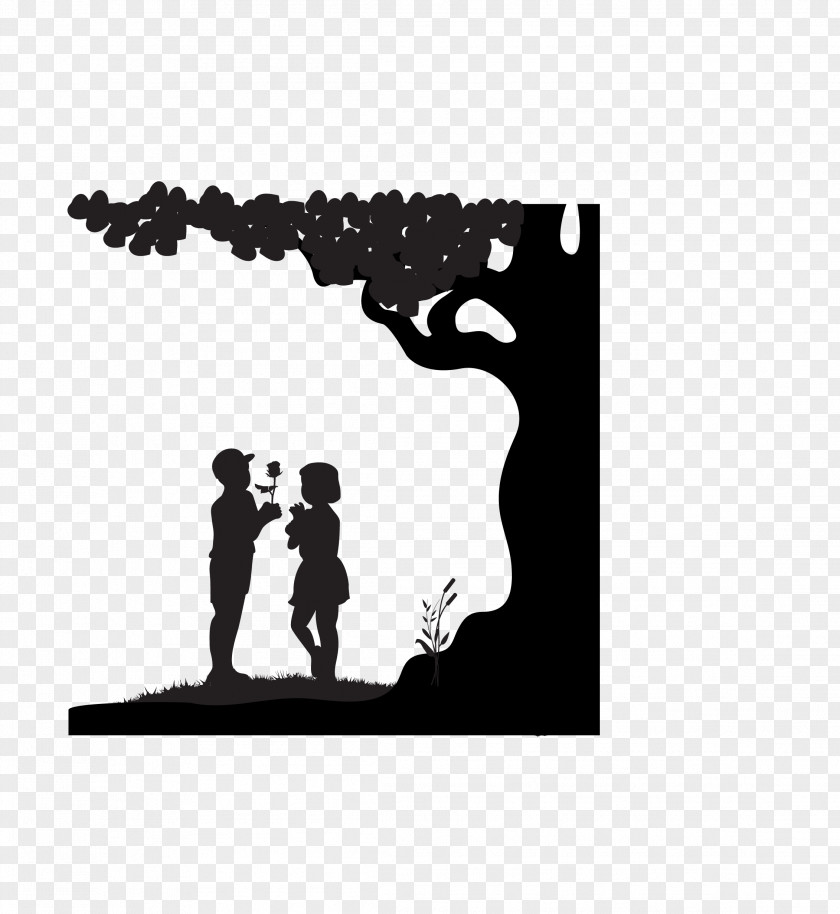 Vector Black Tree Under The Couple Silhouette Significant Other Poster PNG