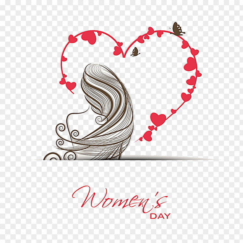 Creative Women's Day International Womens March 8 Valentines Greeting Card Illustration PNG