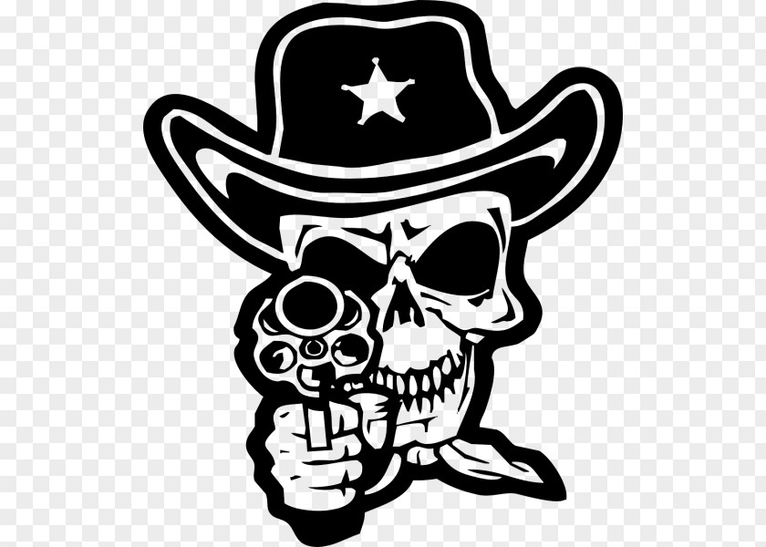 Skull Decal Cowboy Hat T-shirt Clip Art PNG