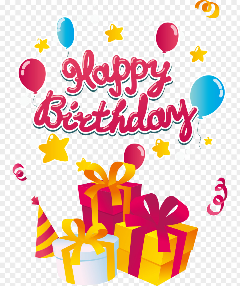 Vector Gift Box And Balloons PNG