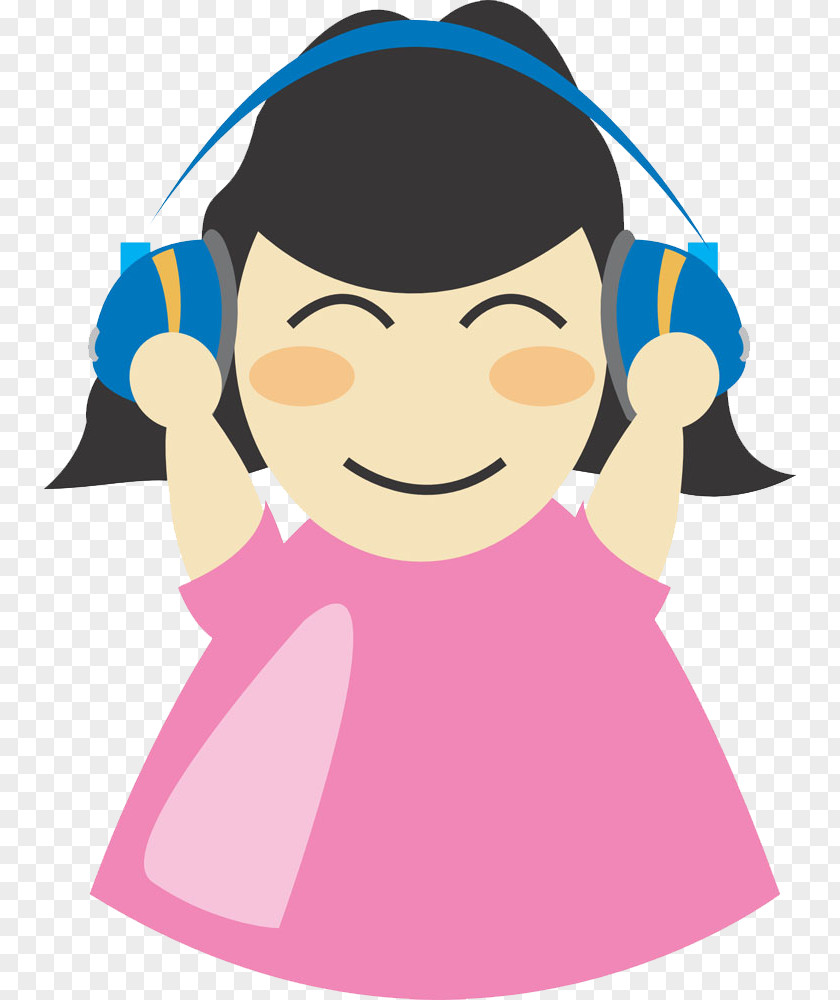 Headphones Girl PNG , Cartoon girl with headphones clipart PNG