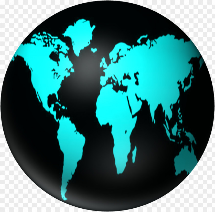 Blue Technology World Map Globe United States PNG