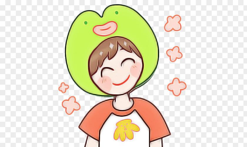 Cartoon Green Cheek Happy Smile PNG