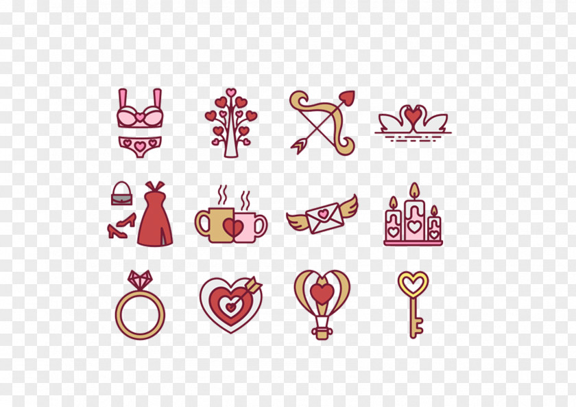 Wedding Anniversary Valentines Day Heart February 14 Icon PNG
