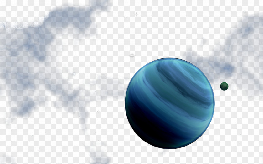 Hand-painted Space Planets Blue Wallpaper PNG