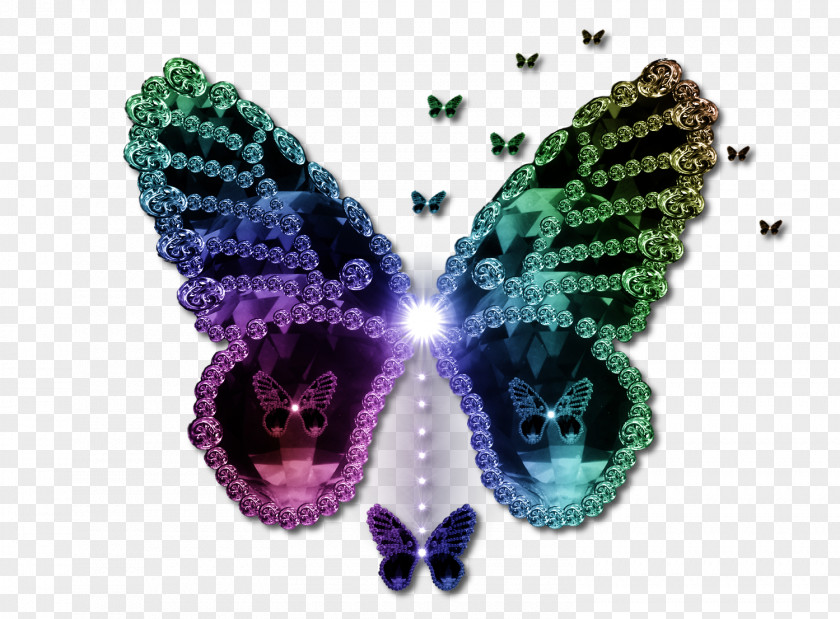 Luminous Color Diamond Butterfly Clip Art PNG