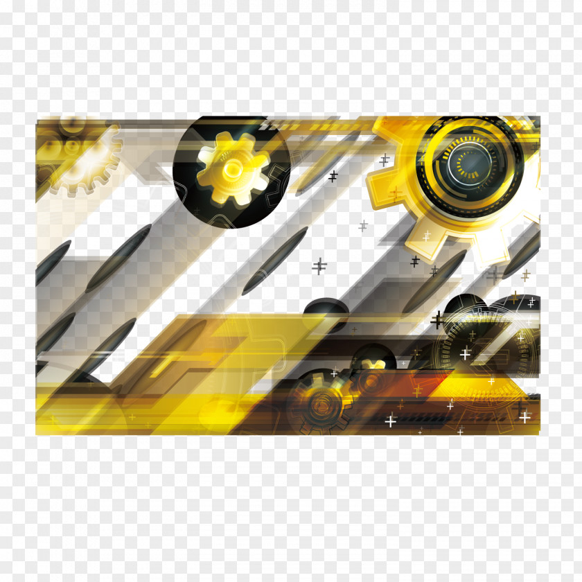 Yellow Technology Vector Banner Background PNG