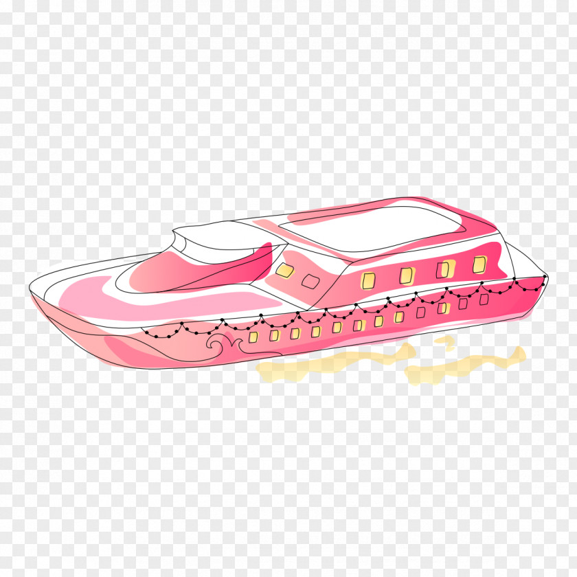 Hand-painted Pink Ship Drawing Red PNG