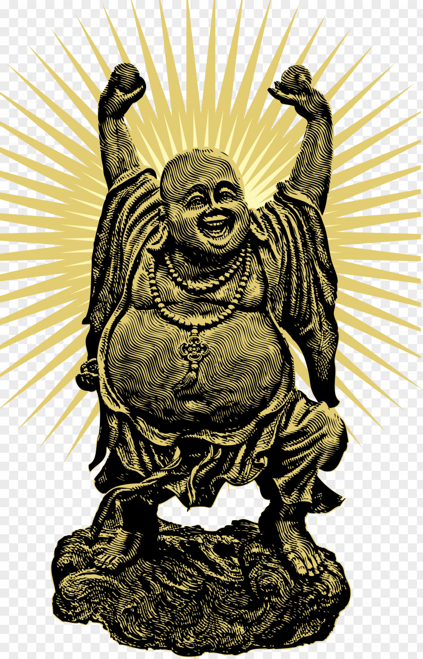 Immeasurable Laughing Buddha Vector Buddhism Standing Budai Illustration PNG