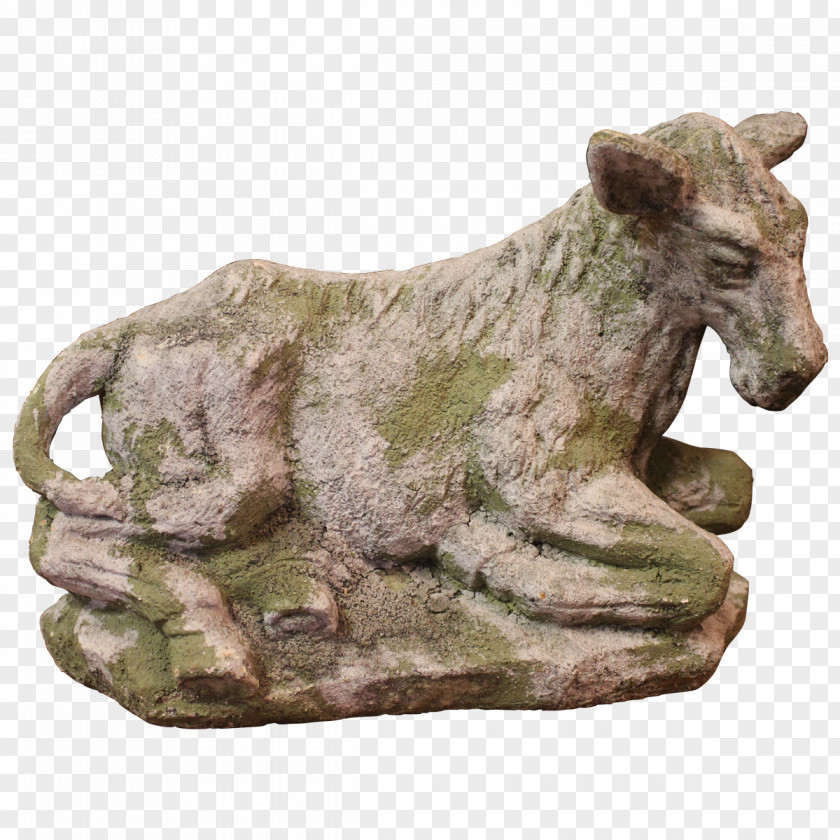 Cow Pattern Sculpture Stone Carving Cattle Figurine PNG