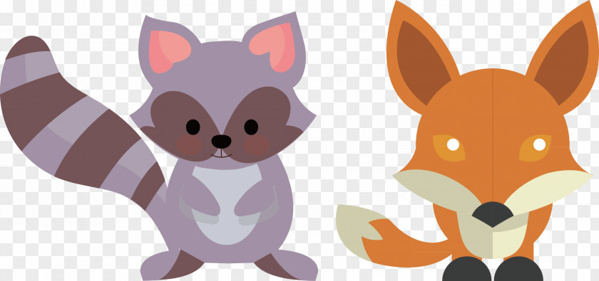 Fox Raccoon Vector Cartoon PNG