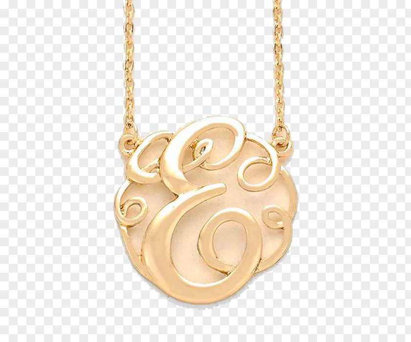 Necklace Locket Monogram Gold Jewellery PNG