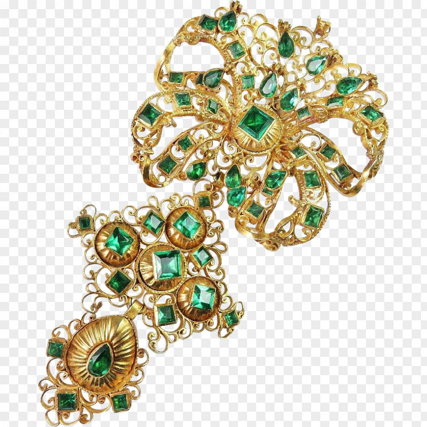 Emerald Stomacher Brooch Charms & Pendants Necklace PNG