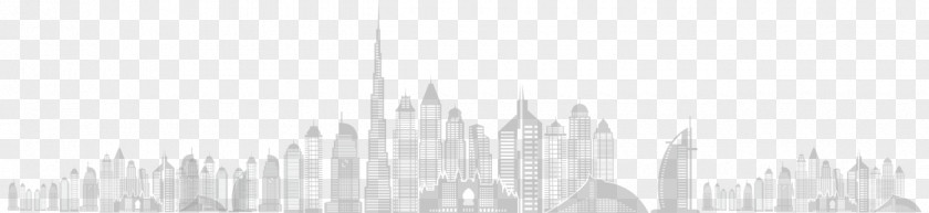 Dubai Skyline White Line Art PNG