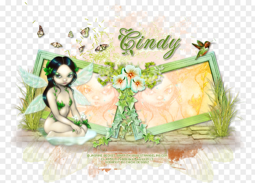Fairy Floral Design Green Desktop Wallpaper PNG