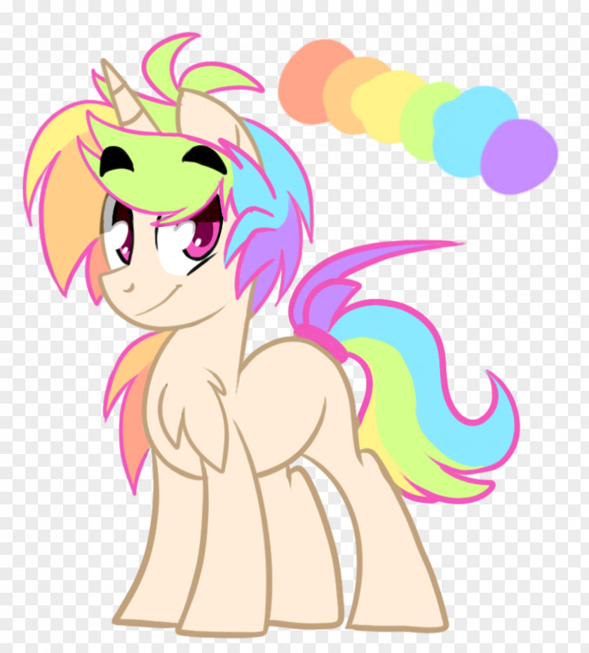 Rainbow Mane Pony Horse Line Art Clip PNG