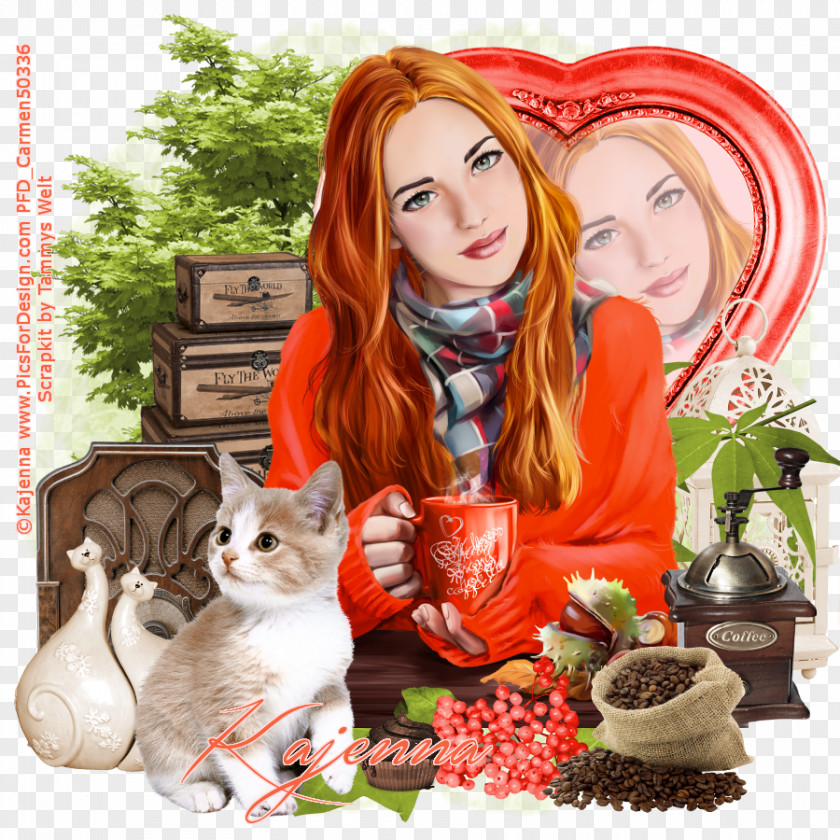 Cat Photomontage Red Hair Play Hide-and-seek PNG