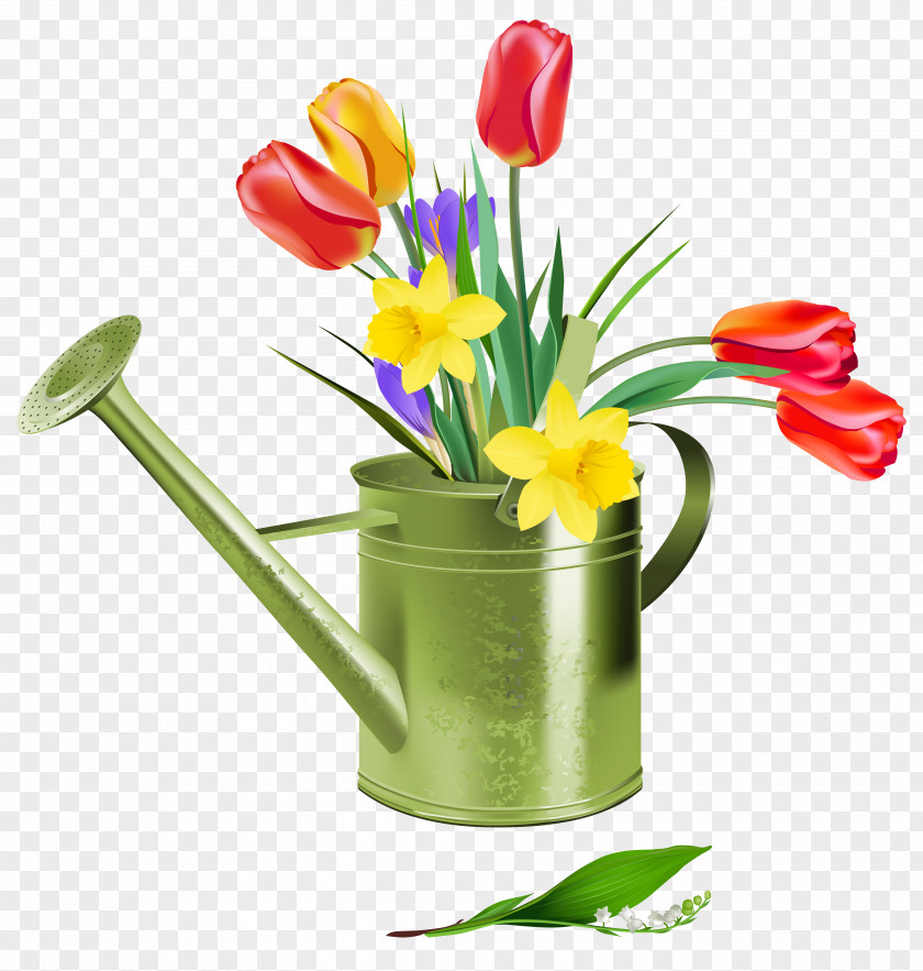 Green Watering Can With Spring Flowers Clipart Flower Clip Art PNG