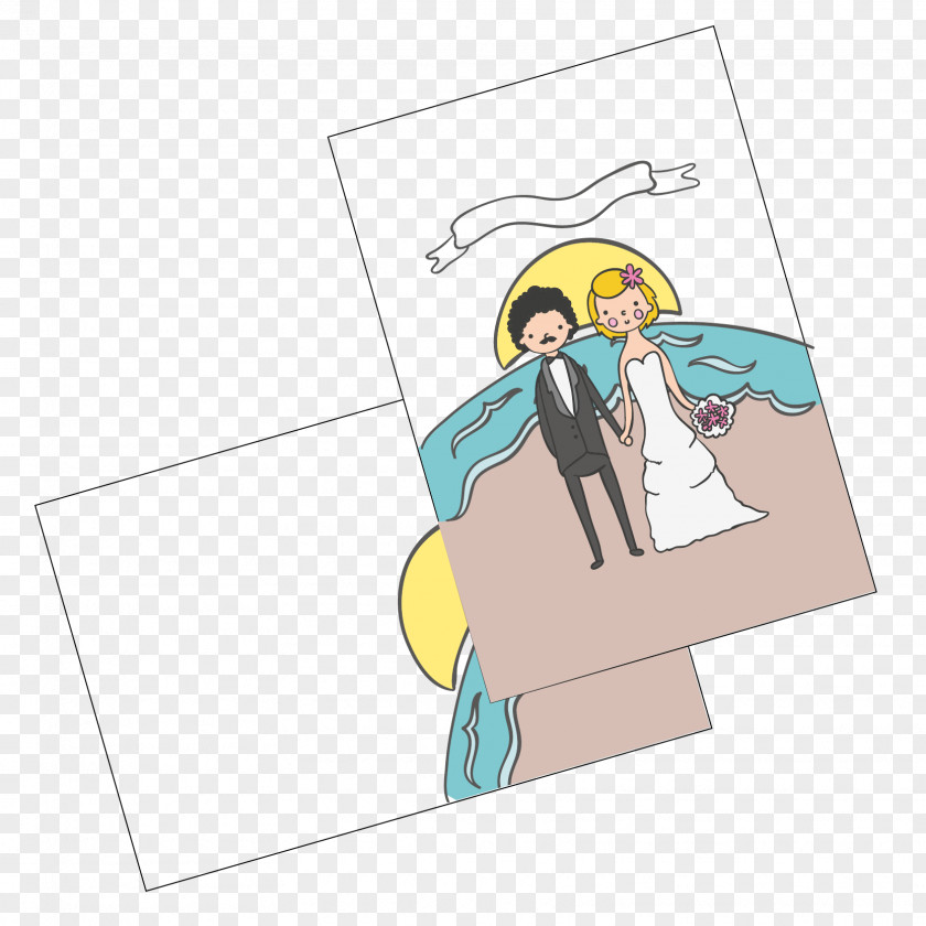 Painted Cartoon Wedding Card Invitation Mockup Marriage PNG