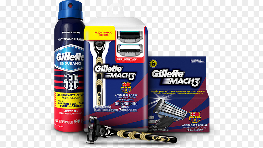 Product Promotion Gillette Mach3 Shaving Safety Razor FC Barcelona C PNG
