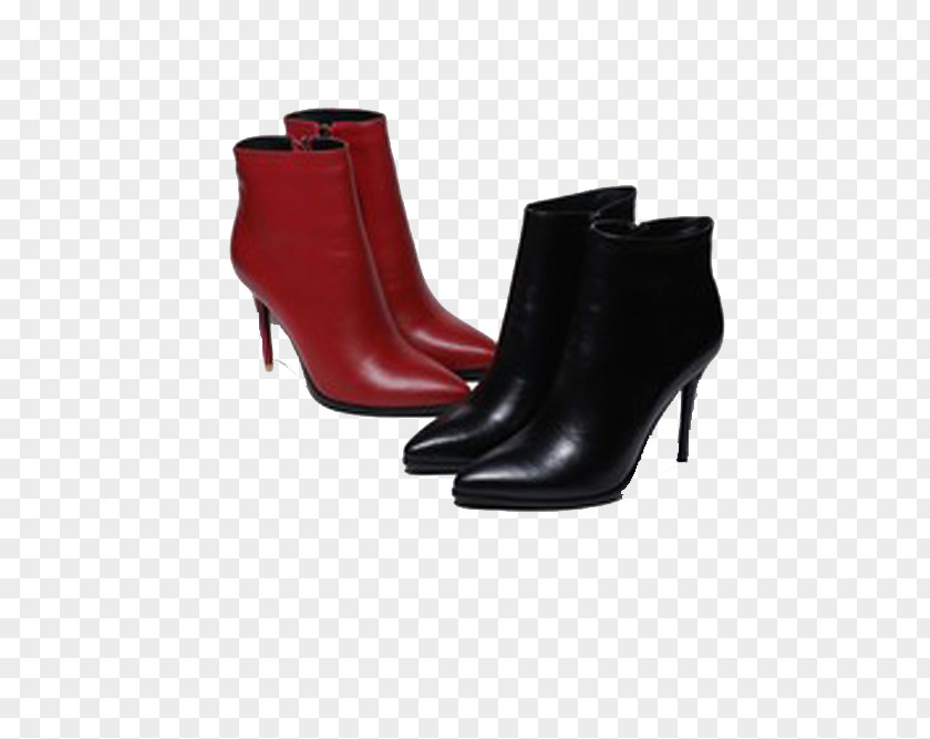 Women's High Heels Fashion Boot High-heeled Footwear Red Leather PNG