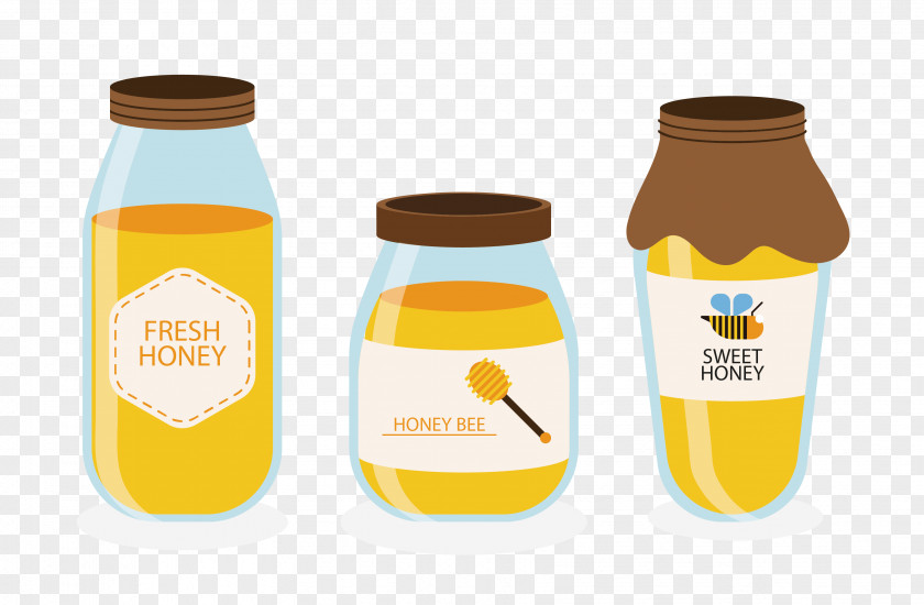 Cartoon Honey Jar Bee Packaging And Labeling PNG