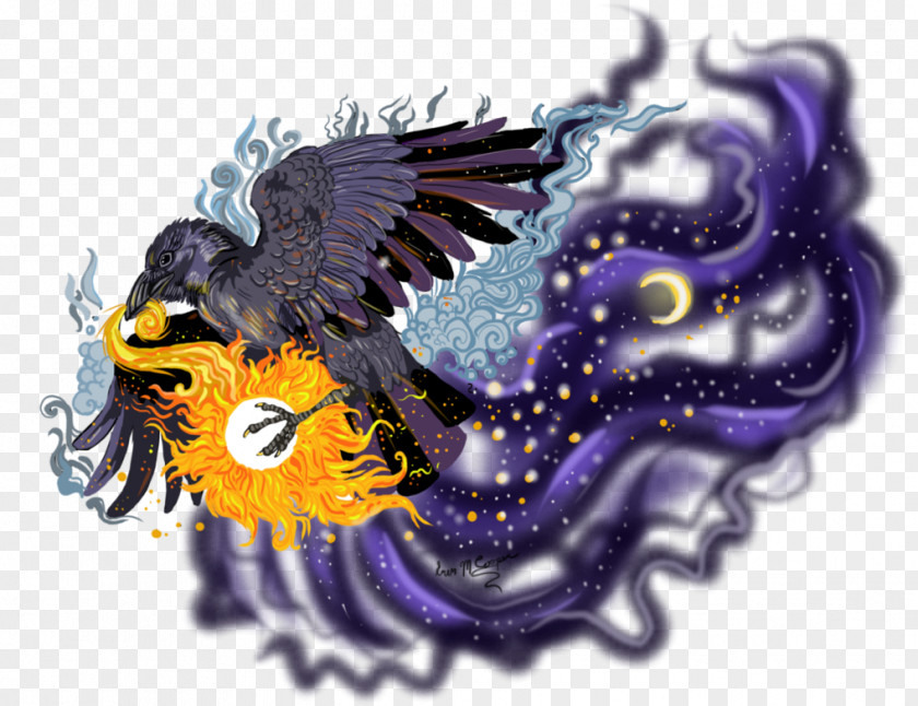 Crow Folklore Purple Legendary Creature PNG