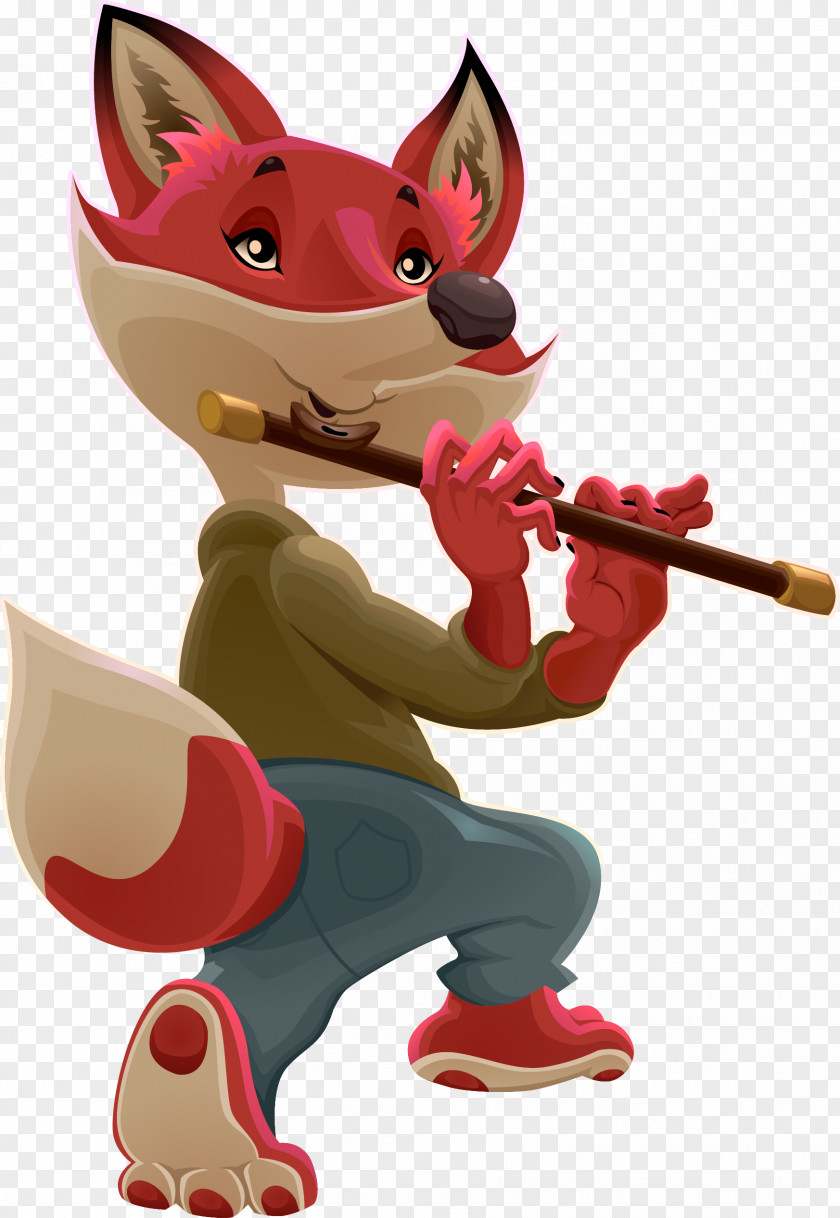 Vector Hand Painted Flute Of The Fox Graphic Design Illustration PNG