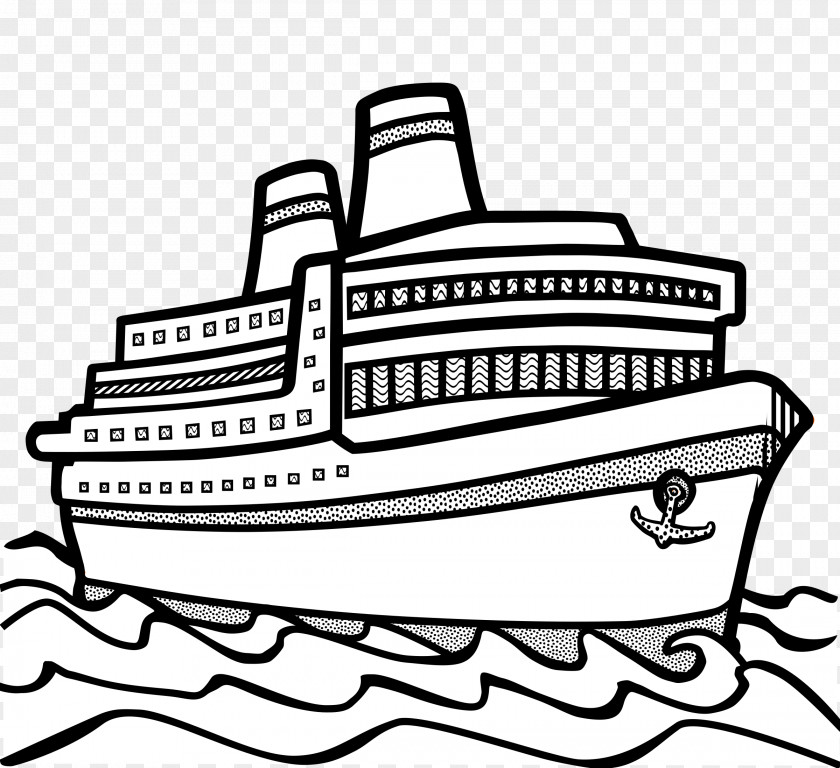 Cruise Ship Line Art Clip PNG