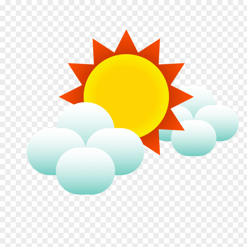 Cartoon Sun Shines Clouds Symbol Logo Sign Icon PNG