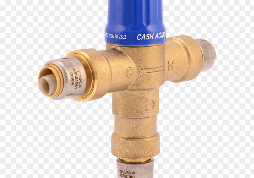 Brass Thermostatic Mixing Valve Plumbing SharkBite UC139LFA Threaded Male Adapter Water Heating PNG