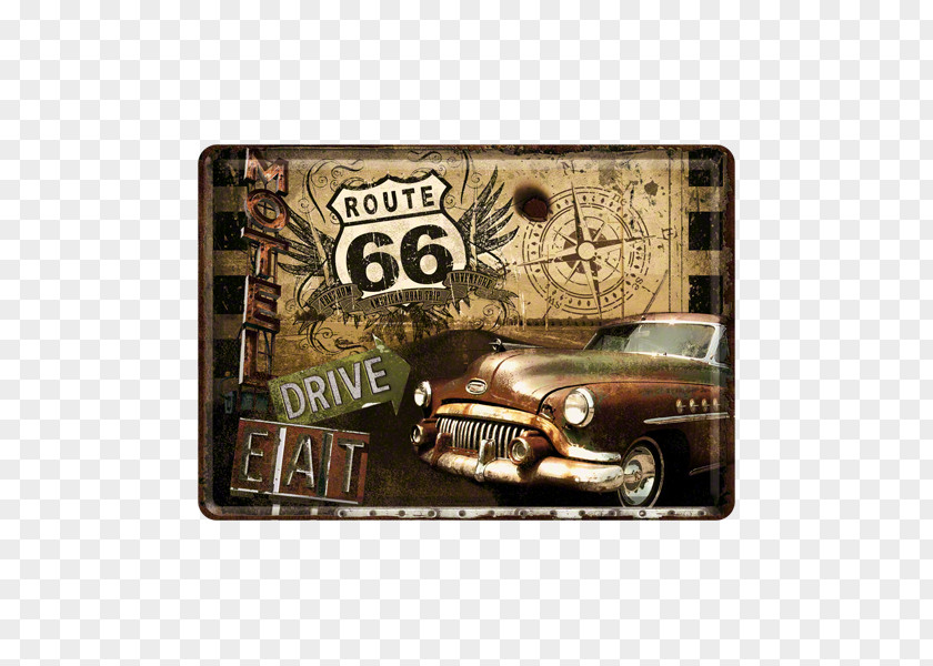 Car U.S. Route 66 In Arizona Retro Style PNG