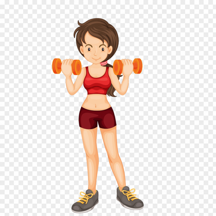 Cartoon Dumbbell Fitness Vector Material Bodybuilding PNG