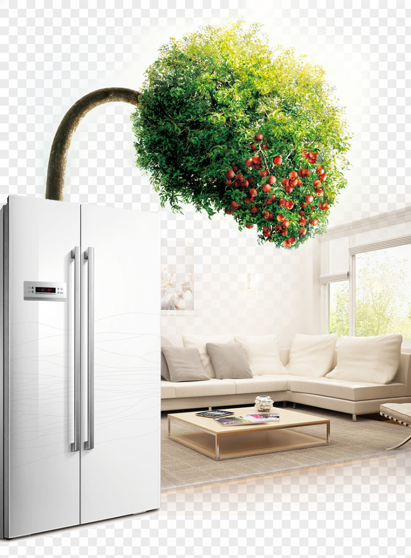 Creative Advertising Refrigerator Living Room House PNG