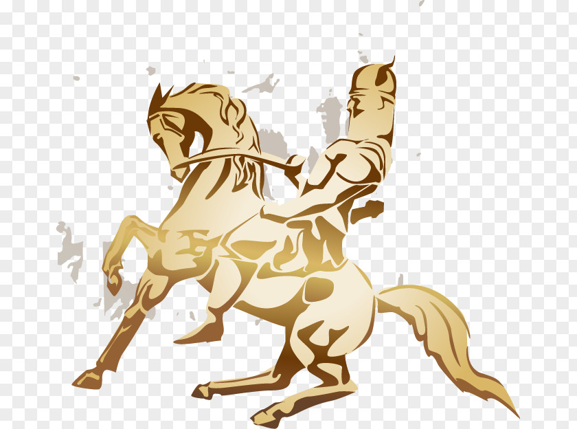 Hand-painted Pattern Golden Horse Soldiers Euclidean Vector PNG